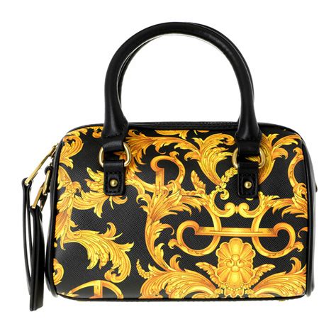 Versace Tag Bowling Shoulder Bag Black,Gold 